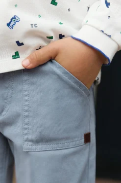 Tartine et Chocolat Pantalon Bleu grisé poches|Enfant Pantalons - Shorts