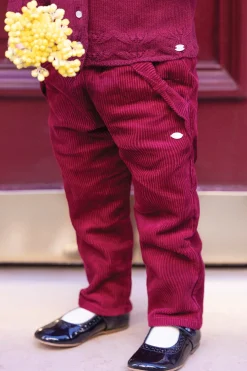 Tartine et Chocolat Pantalon Prune velours nœud| Pantalons - Shorts