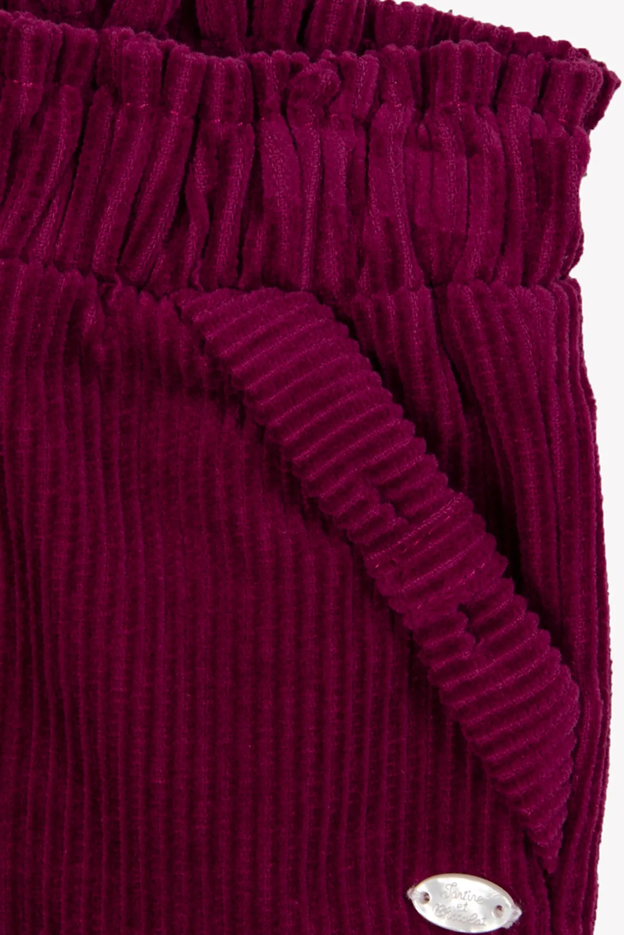 Tartine et Chocolat Pantalon Prune velours nœud| Pantalons - Shorts