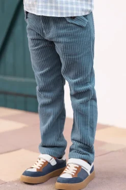 Tartine et Chocolat Pantalon Bleu grisé en velours|Enfant Pantalons - Shorts