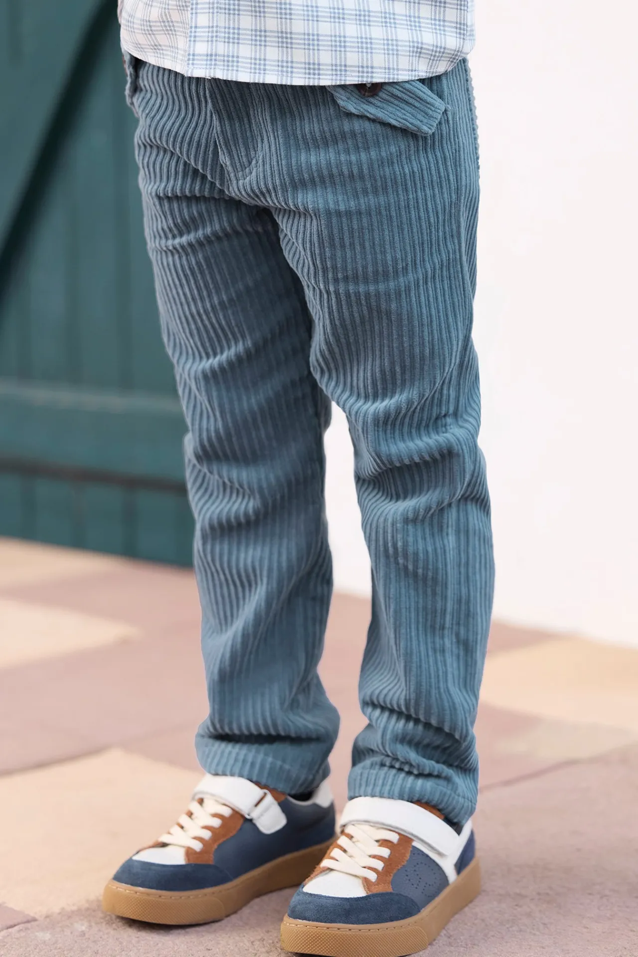 Tartine et Chocolat Pantalon Bleu grisé en velours|Enfant Pantalons - Shorts