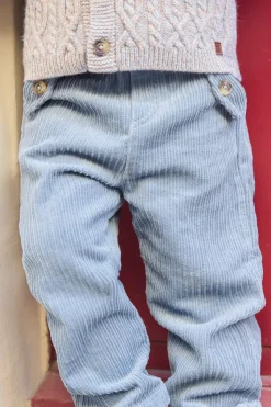 Tartine et Chocolat Pantalon Bleu grisé en velours| Pantalons - Jeans
