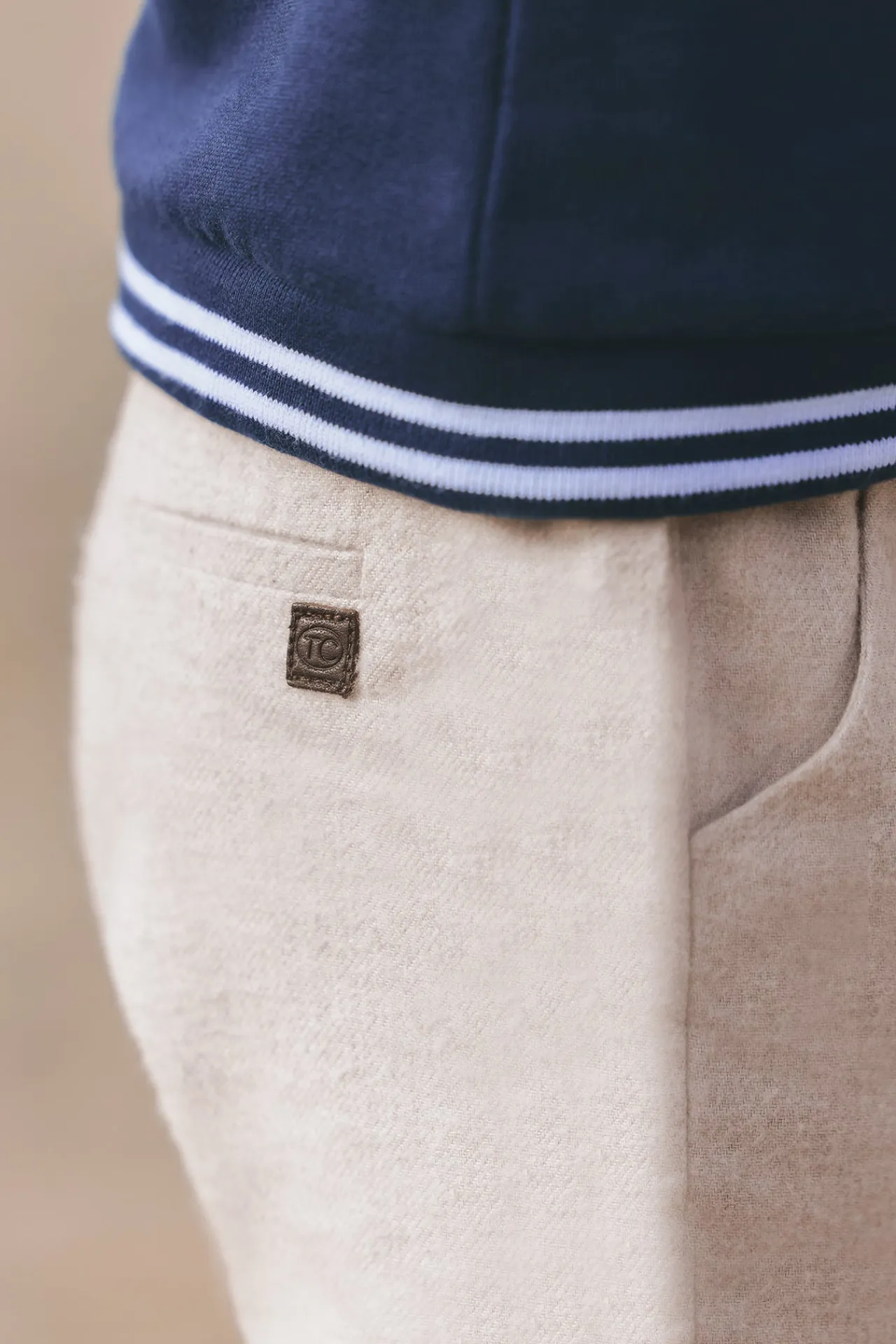 Tartine et Chocolat Pantalon Greige chiné en flanelle| Pantalons - Jeans