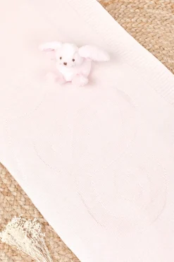 Tartine et Chocolat Plaid coton cachemire Rose pâle brodé TC| Plaids