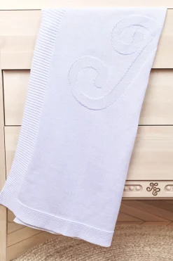 Tartine et Chocolat Plaid coton cachemire Bleu ciel brodé TC| Plaids