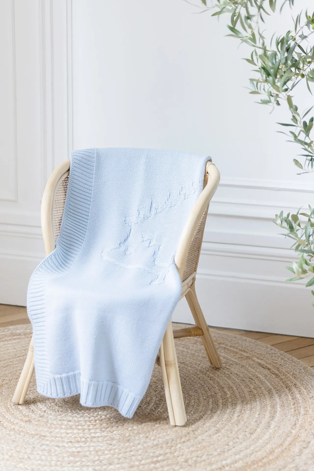 Tartine et Chocolat Plaid Laine Hérisson bleu ciel| Plaids