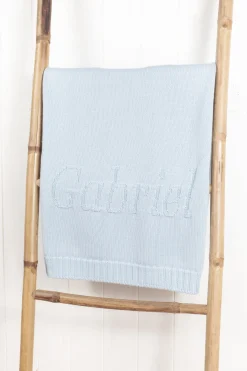 Tartine et Chocolat Plaid personnalisé Laine bleu ciel| Plaids|Cadeaux Personnalisés