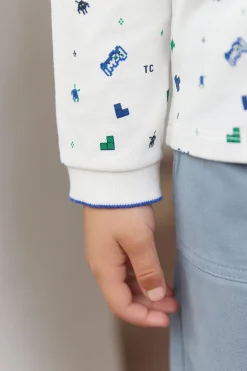 Tartine et Chocolat Polo Bleu électrique illustration pixels|Enfant T-Shirts - Polos
