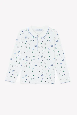 Tartine et Chocolat Polo Bleu électrique illustration pixels|Enfant T-Shirts - Polos