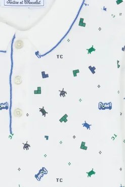 Tartine et Chocolat Polo Bleu électrique illustration pixels|Enfant T-Shirts - Polos