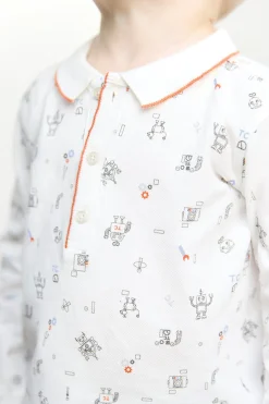 Tartine et Chocolat Polo Rouille illustration robots| T-Shirts - Polos