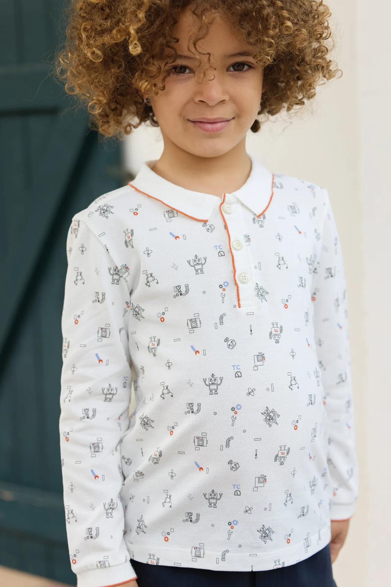 Tartine et Chocolat Polo Rouille illustration robots|Enfant T-Shirts - Polos