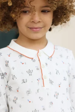 Tartine et Chocolat Polo Rouille illustration robots|Enfant T-Shirts - Polos