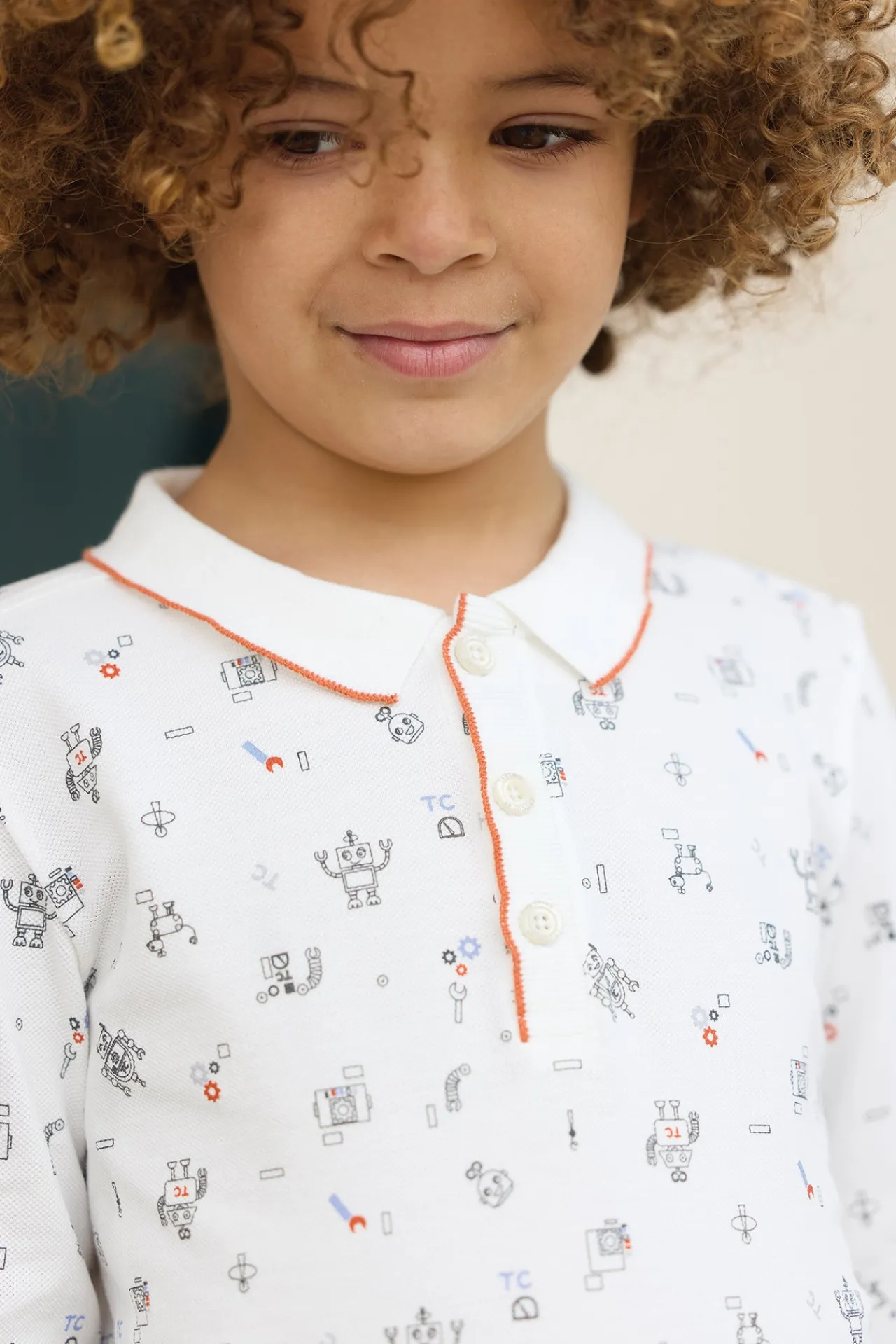 Tartine et Chocolat Polo Rouille illustration robots|Enfant T-Shirts - Polos
