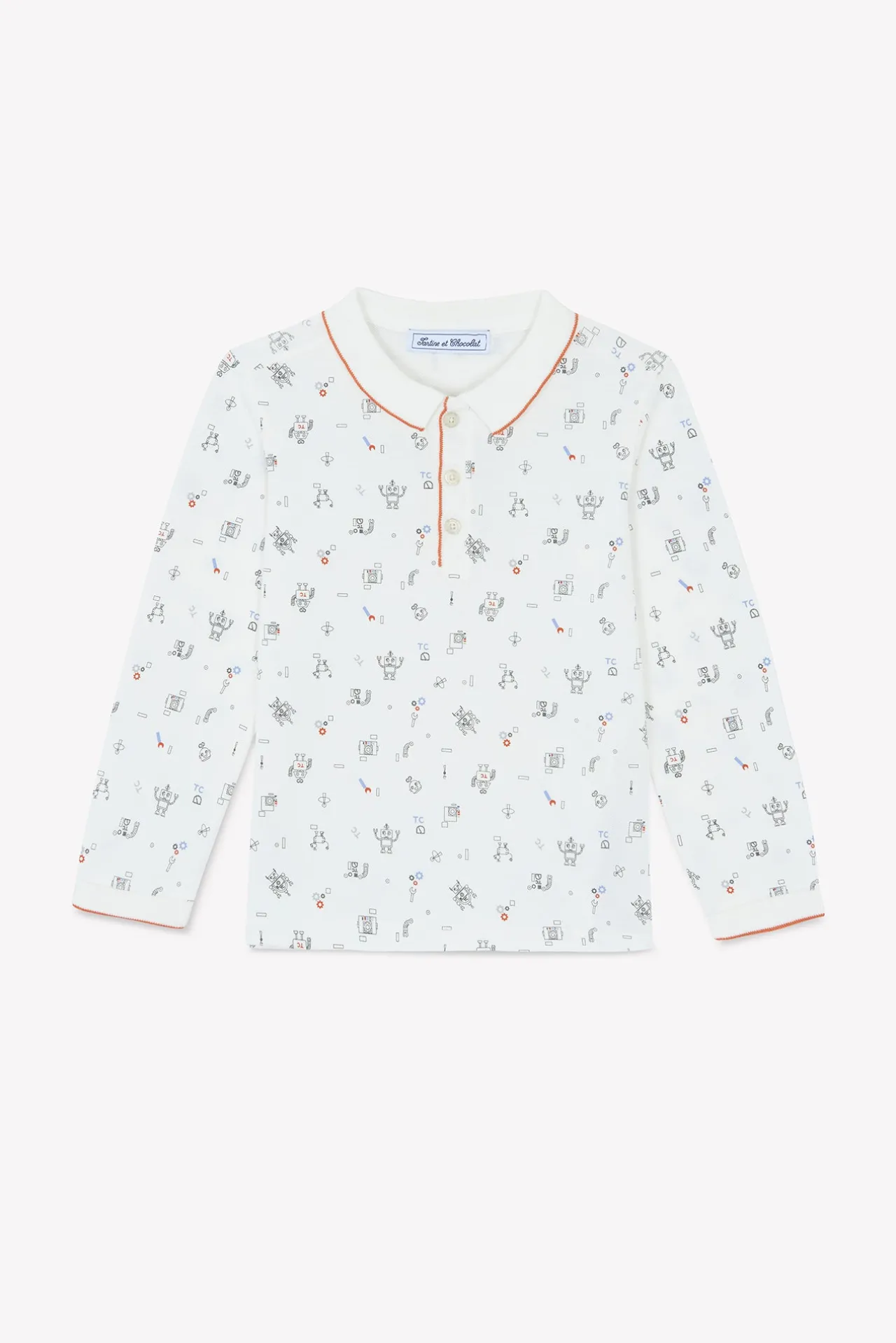 Tartine et Chocolat Polo Rouille illustration robots|Enfant T-Shirts - Polos
