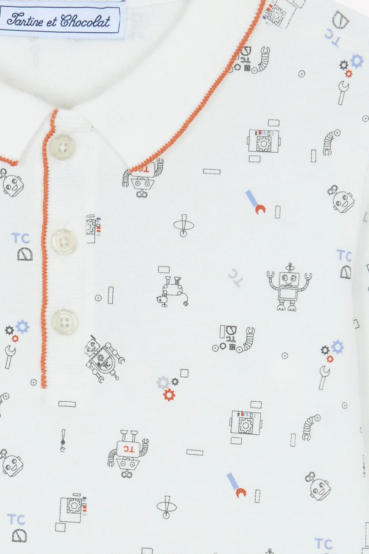 Tartine et Chocolat Polo Rouille illustration robots|Enfant T-Shirts - Polos
