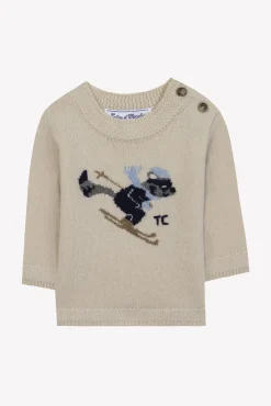 Tartine et Chocolat Pull Beige chiné illustration ratton laveur| Pulls - Gilets - Sweats