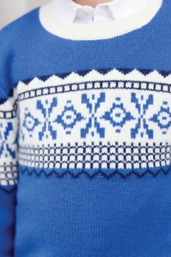 Tartine et Chocolat Pull Bleu électrique motif jacquard|Enfant Pulls - Gilets - Sweats