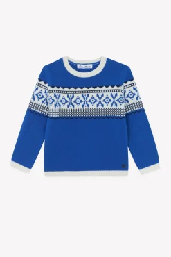 Tartine et Chocolat Pull Bleu électrique motif jacquard|Enfant Pulls - Gilets - Sweats