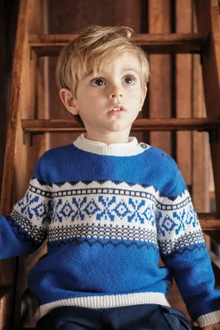 Tartine et Chocolat Pull Bleu électrique motif jacquard| Pulls - Gilets - Sweats