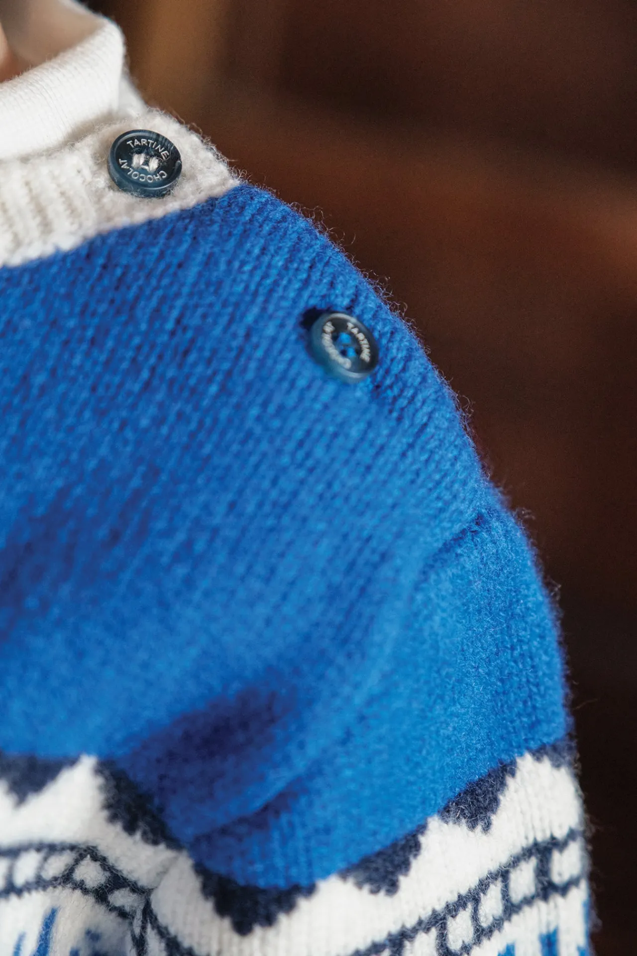 Tartine et Chocolat Pull Bleu électrique motif jacquard| Pulls - Gilets - Sweats