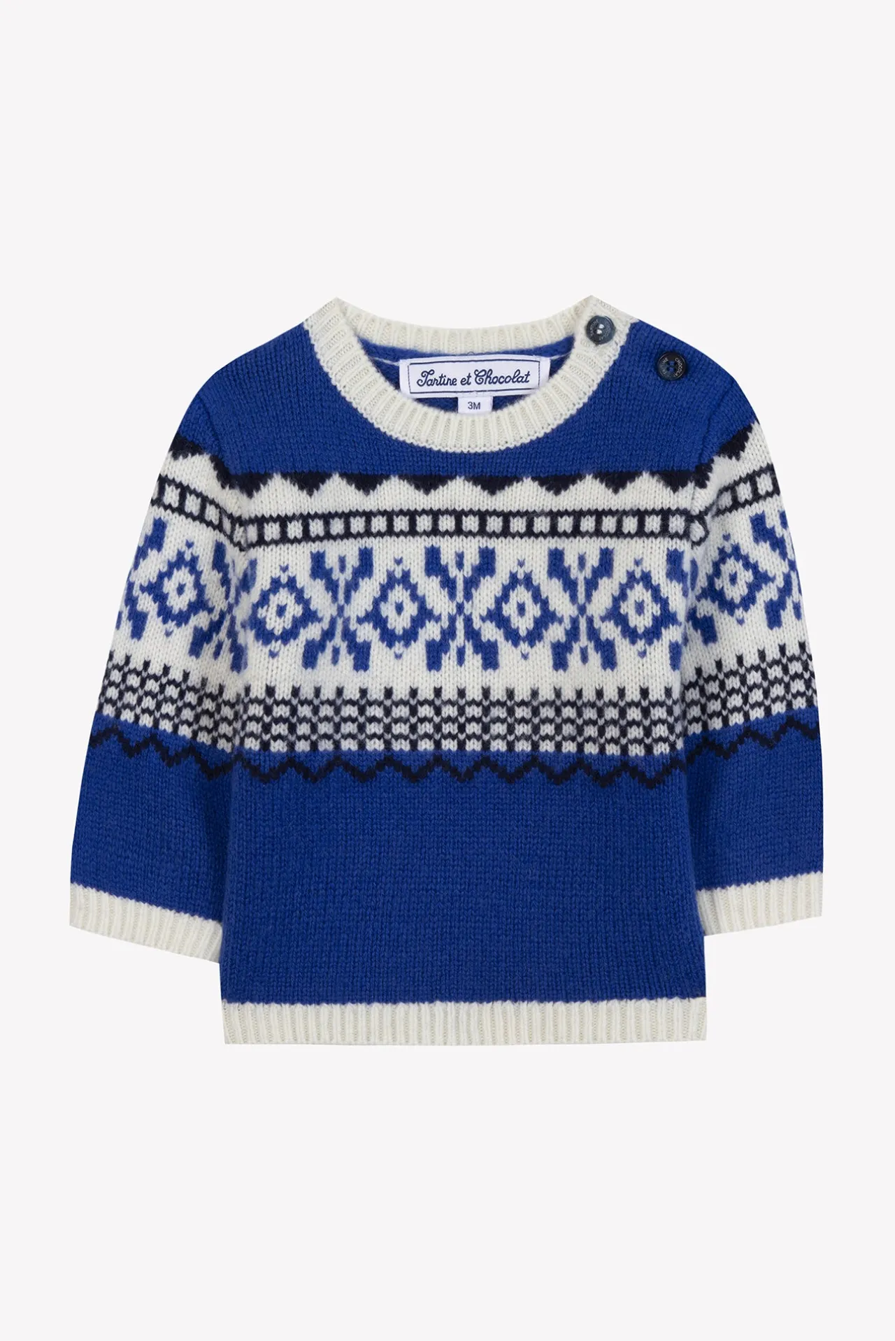 Tartine et Chocolat Pull Bleu électrique motif jacquard| Pulls - Gilets - Sweats