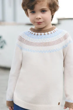 Tartine et Chocolat Pull Beige chiné motif jacquard|Enfant Pulls - Gilets - Sweats