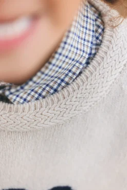Tartine et Chocolat Pull beige chiné illustration ski|Enfant Pulls - Gilets - Sweats