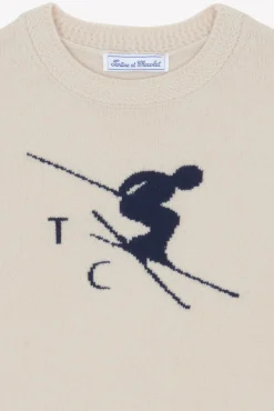 Tartine et Chocolat Pull beige chiné illustration ski|Enfant Pulls - Gilets - Sweats