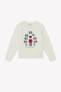 Tartine et Chocolat Pull Ecru broderie casse noisette|Enfant Cardigans - Pulls - Sweats