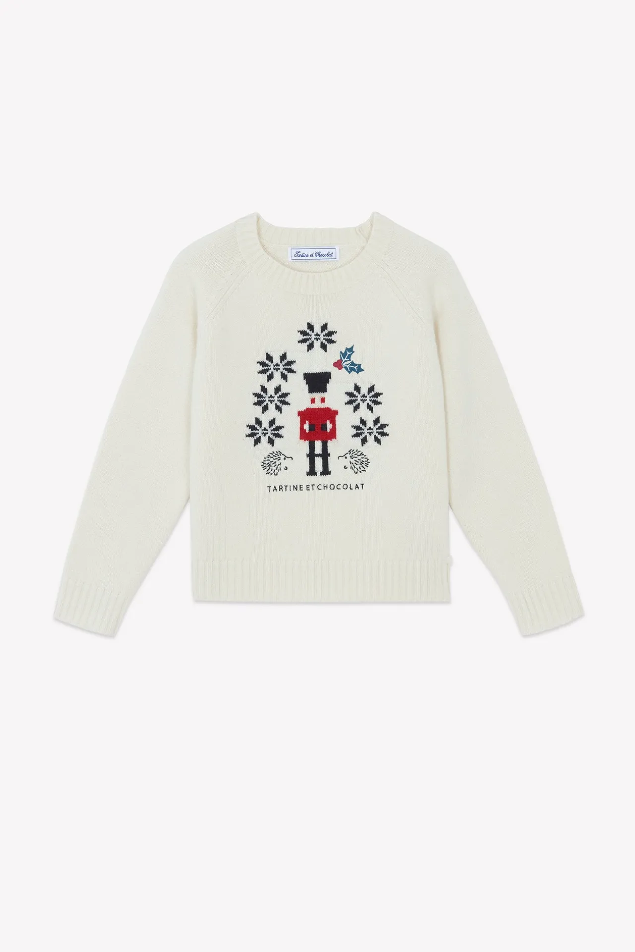 Tartine et Chocolat Pull Ecru broderie casse noisette|Enfant Cardigans - Pulls - Sweats