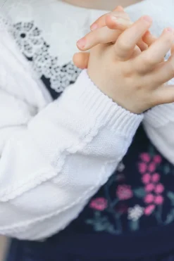 Tartine et Chocolat Pull Ecru col broderie anglaise| Cardigans - Pulls - Sweats