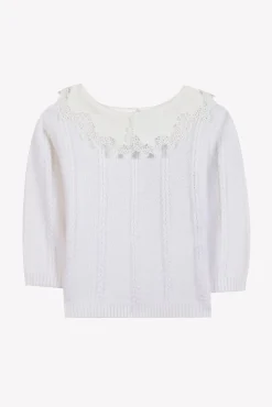 Tartine et Chocolat Pull Ecru col broderie anglaise| Cardigans - Pulls - Sweats