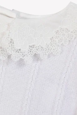 Tartine et Chocolat Pull Ecru col broderie anglaise| Cardigans - Pulls - Sweats