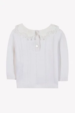 Tartine et Chocolat Pull Ecru col broderie anglaise| Cardigans - Pulls - Sweats