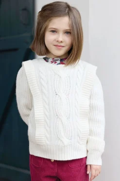 Tartine et Chocolat Pull Ecru maille torsadée|Enfant Cardigans - Pulls - Sweats