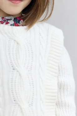 Tartine et Chocolat Pull Ecru maille torsadée|Enfant Cardigans - Pulls - Sweats
