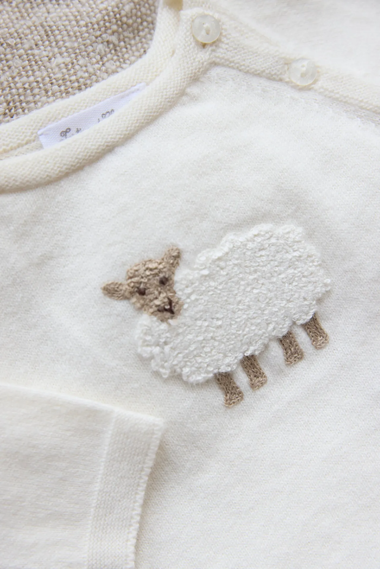 Tartine et Chocolat Pull Ecru broderie mouton| Cardigans|Cardigans - Gilets