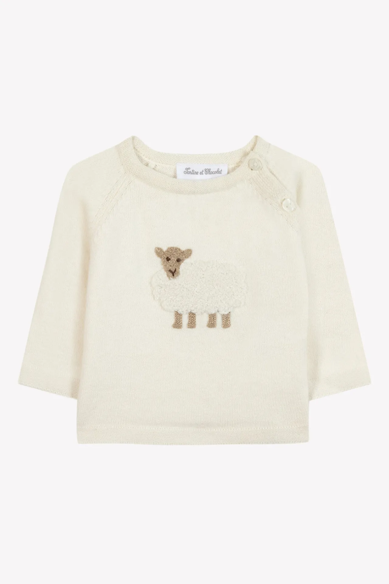 Tartine et Chocolat Pull Ecru broderie mouton| Cardigans|Cardigans - Gilets