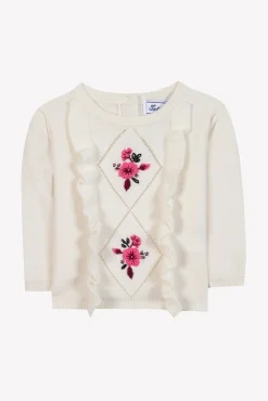 Tartine et Chocolat Pull Ecru broderie fleurs| Cardigans - Pulls - Sweats