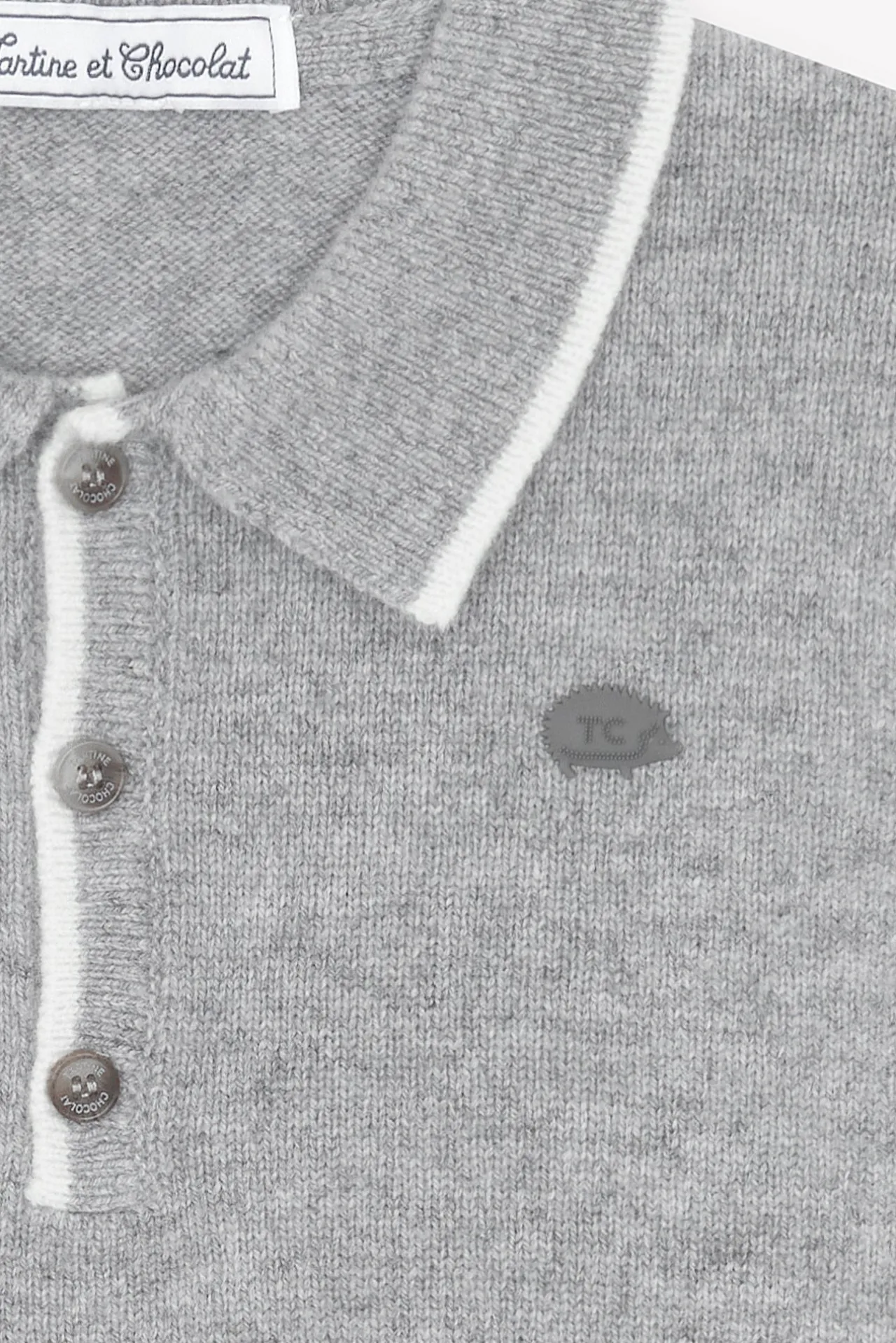 Tartine et Chocolat Pull Gris chiné col pointu|Enfant Pulls - Gilets - Sweats