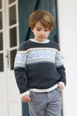 Tartine et Chocolat Pull Gris foncé chiné motif jacquard|Enfant Pulls - Gilets - Sweats