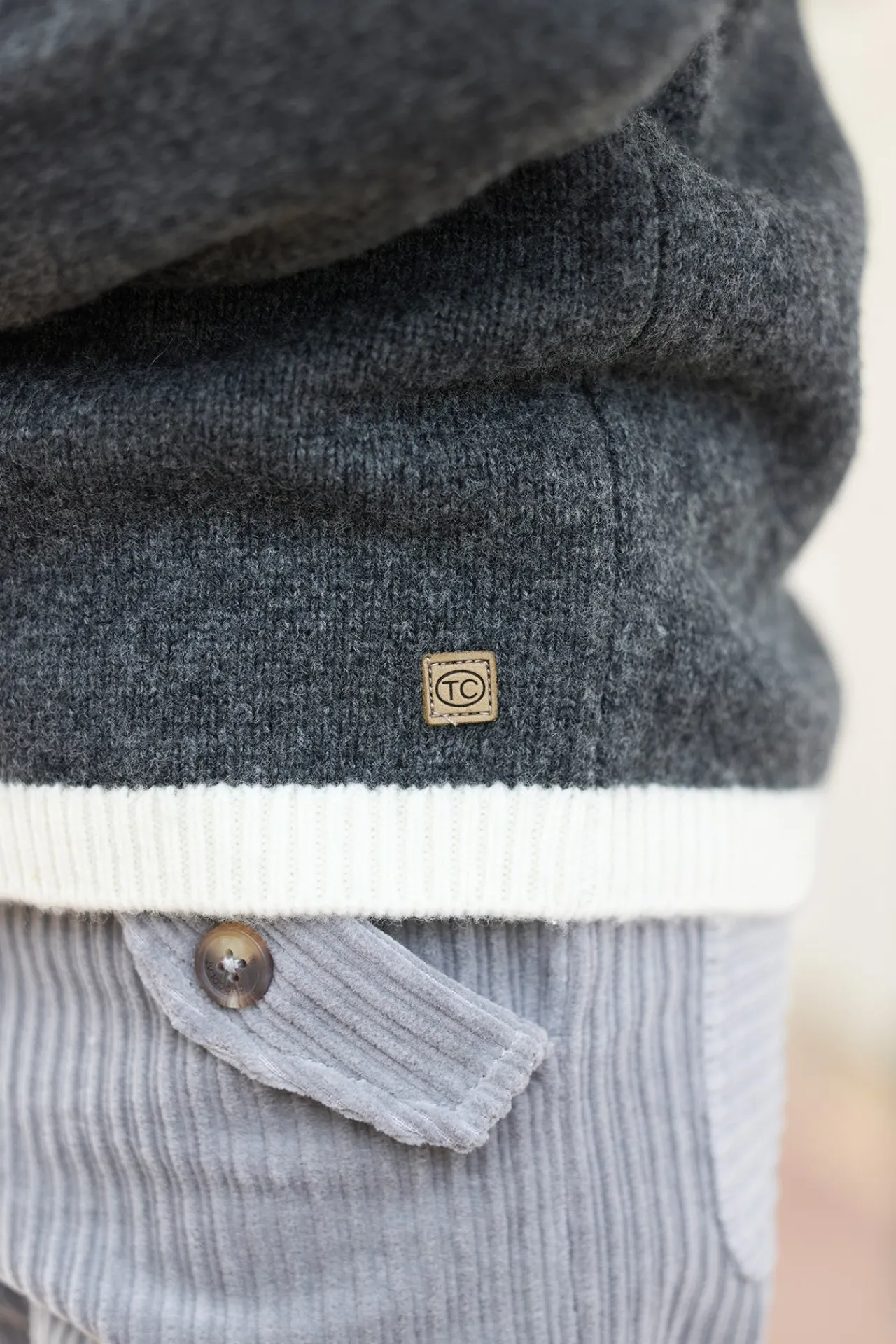 Tartine et Chocolat Pull Gris foncé chiné motif jacquard|Enfant Pulls - Gilets - Sweats