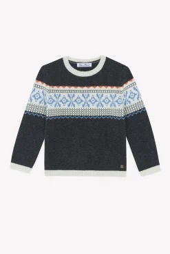 Tartine et Chocolat Pull Gris foncé chiné motif jacquard|Enfant Pulls - Gilets - Sweats