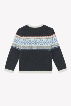 Tartine et Chocolat Pull Gris foncé chiné motif jacquard|Enfant Pulls - Gilets - Sweats