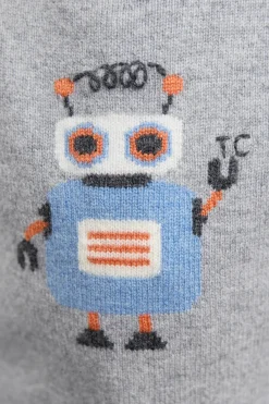 Tartine et Chocolat Pull Gris chiné illustration robot| Pulls - Gilets - Sweats