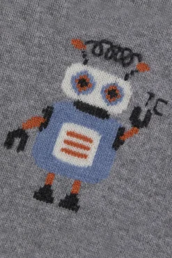 Tartine et Chocolat Pull Gris chiné illustration robot| Pulls - Gilets - Sweats