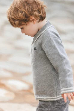 Tartine et Chocolat Pull Gris chiné col pointu| Pulls - Gilets - Sweats