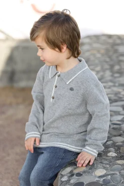 Tartine et Chocolat Pull Gris chiné col pointu| Pulls - Gilets - Sweats