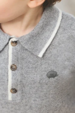 Tartine et Chocolat Pull Gris chiné col pointu| Pulls - Gilets - Sweats